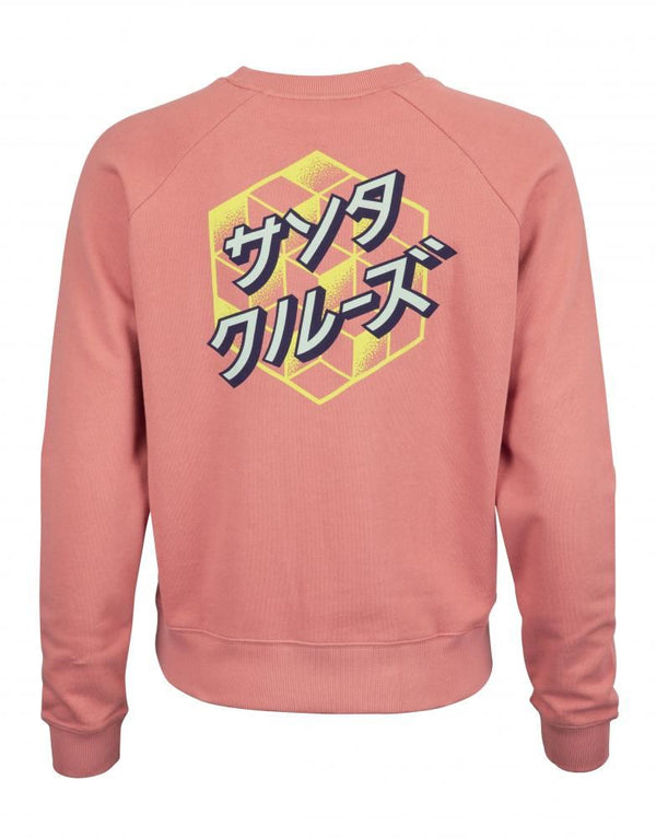 Santa Cruz Womens Crew Japanese Optical Dot Crew - Pink Amethyst - Skatewarehouse.co.uk