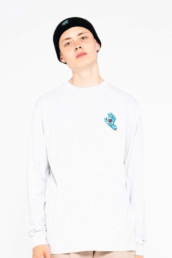 Santa Cruz Longsleeve T-Shirt Screaming Hand Chest L/S Tee - Athletic Heather - Skatewarehouse.co.uk