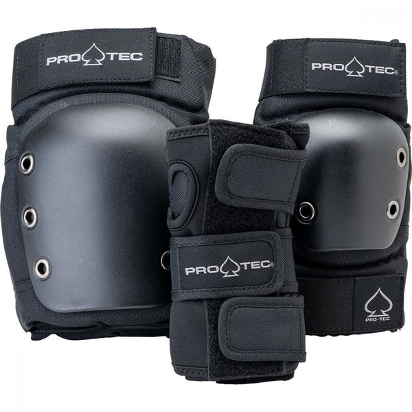 Pro-Tec Pads Street gear Junior 3 Pack Open - Black - Skatewarehouse.co.uk