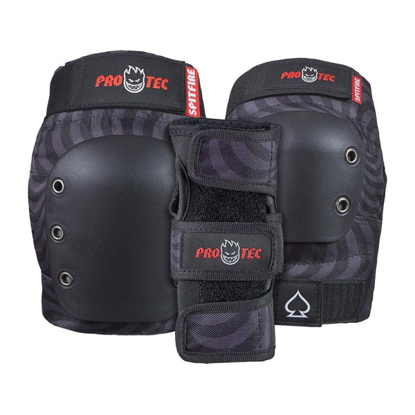 Pro-Tec Pads X Spitfire Street Adult 3PK Pad Set Open - Black