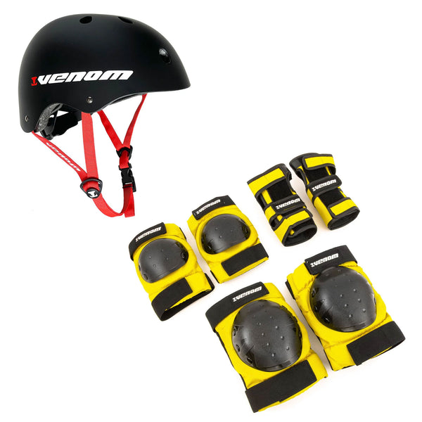 Venom Helmet & Pad Combo Pack - Yellow - Skatewarehouse.co.uk