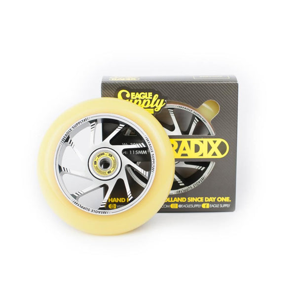 Eagle Supply Scooter Wheel Radix Team Core 115mm - Silver / Yellow - Skatewarehouse.co.uk