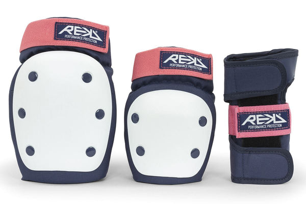 REKD Heavy Duty Triple Pad Set-Knee/Elbow/Wrist - Blue/Pink - Skatewarehouse.co.uk
