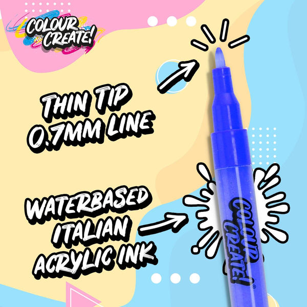 Colour Create Acrylic Paint Marker Thin Medium Pens - 12 Pack / 40 Pack - Skatewarehouse.co.uk