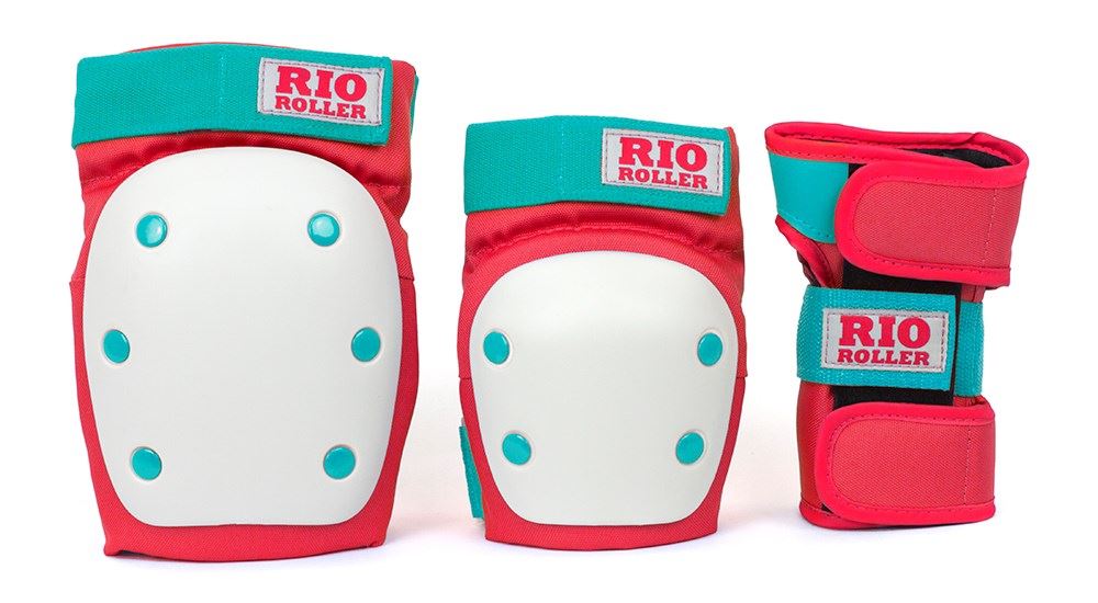 Rio Roller Skate Triple Pad Set - Red / Mint - Skatewarehouse.co.uk