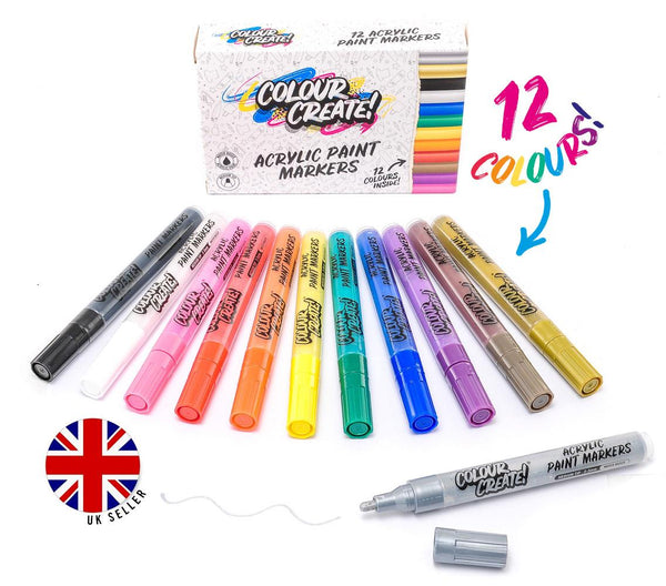 Colour Create Acrylic Paint Marker Thin Medium Pens - 12 Pack / 40 Pack - Skatewarehouse.co.uk