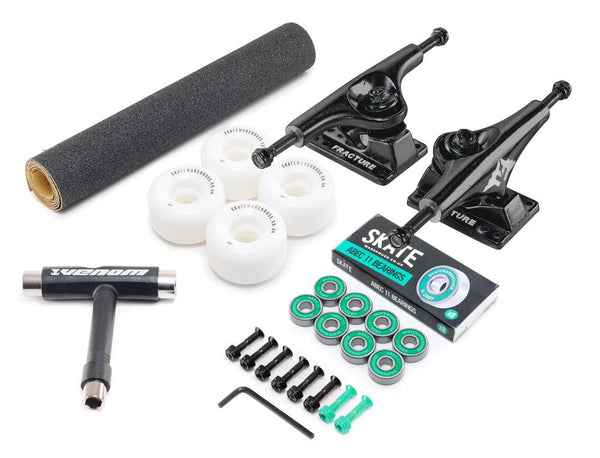 Fracture x Skatewarehouse Full Skateboard Undercarriage Kit - Black Trucks - Skatewarehouse.co.uk