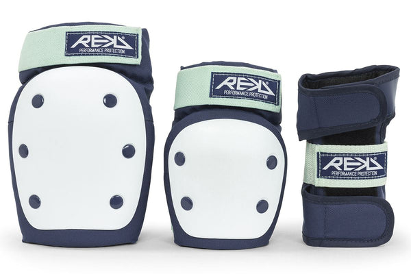 REKD Heavy Duty Triple Pad Set-Knee/Elbow/Wrist - Blue/Mint - Skatewarehouse.co.uk