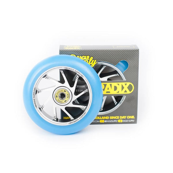 Eagle Supply Scooter Wheel Radix Team Core 115mm - Silver / Blue - Skatewarehouse.co.uk
