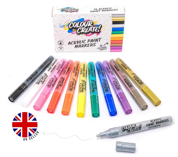 Colour Create Acrylic Paint Marker Thin Medium Pens - 12 Pack / 40 Pack - Skatewarehouse.co.uk