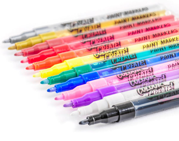 Colour Create Acrylic Paint Marker Thin Medium Pens - 12 Pack / 40 Pack - Skatewarehouse.co.uk
