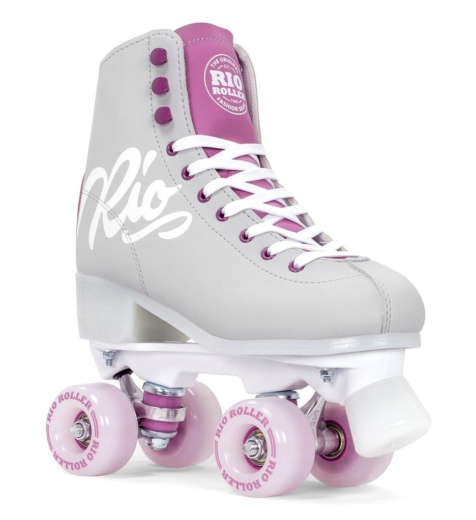 Rio Roller Script Quad Skates - Grey / Purple - Skatewarehouse.co.uk
