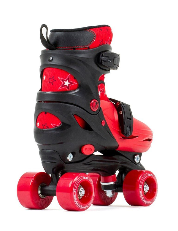 SFR Nebula Adjustable Children's Quad Skates - Black / Red - Skatewarehouse.co.uk