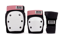 Rio Roller Skate Triple Pad Set - Black / Rose - Skatewarehouse.co.uk