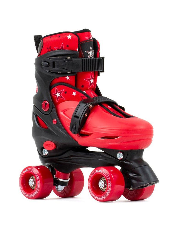 SFR Nebula Adjustable Children's Quad Skates - Black / Red - Skatewarehouse.co.uk