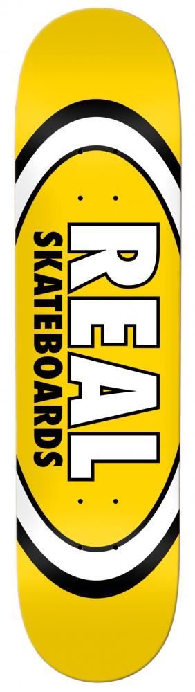 Real Team Classic Oval Yellow Skateboard Deck - 8.06" - Skatewarehouse.co.uk