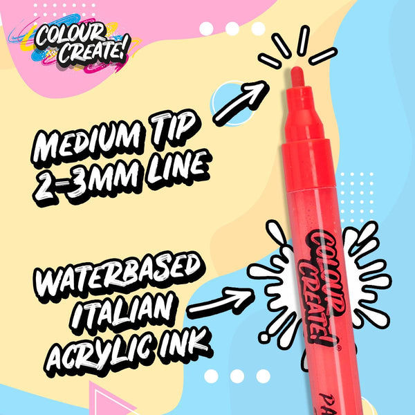 Colour Create Acrylic Paint Marker Thin Medium Pens - 12 Pack / 40 Pack - Skatewarehouse.co.uk