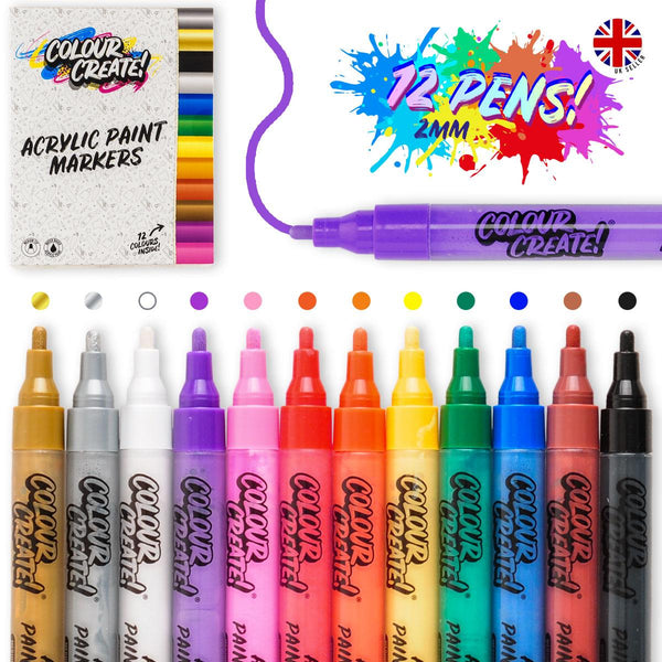 Colour Create Acrylic Paint Marker Thin Medium Pens 12 Pack 40