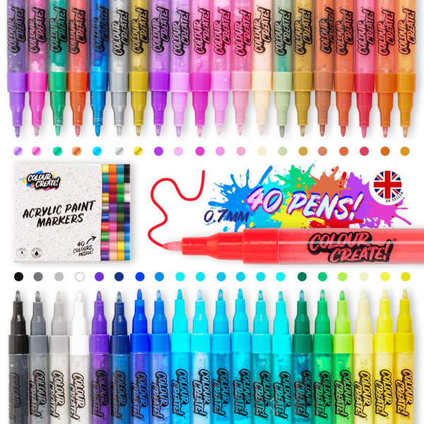 Colour Create Acrylic Paint Marker Thin Medium Pens - 12 Pack / 40 Pack - Skatewarehouse.co.uk