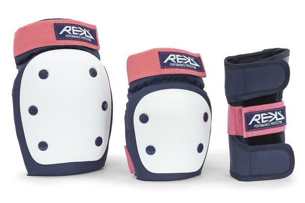 REKD Heavy Duty Triple Pad Set-Knee/Elbow/Wrist - Blue/Pink - Skatewarehouse.co.uk