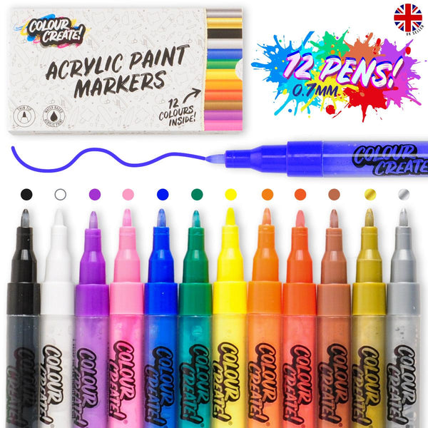Colour Create Acrylic Paint Marker Thin Medium Pens - 12 Pack / 40 Pack - Skatewarehouse.co.uk