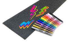 Venom Skateboards Black Grip Tape & 12 Colour Create Paint Pens Art Pack - Skatewarehouse.co.uk